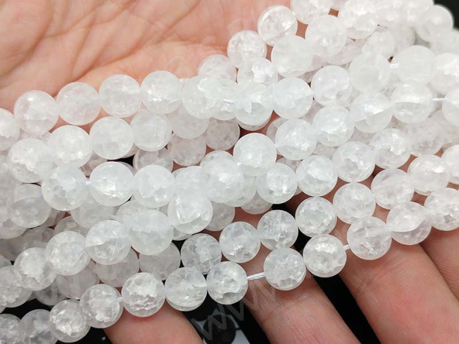 Бусина округлая 8мм Кварц сахарный (имитация) прозрачный матовый (стекло) (НИТЬ)