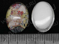 Кабошон стеклянный 12 Овал 18*13*5,8мм рисунок 26 (стекло)