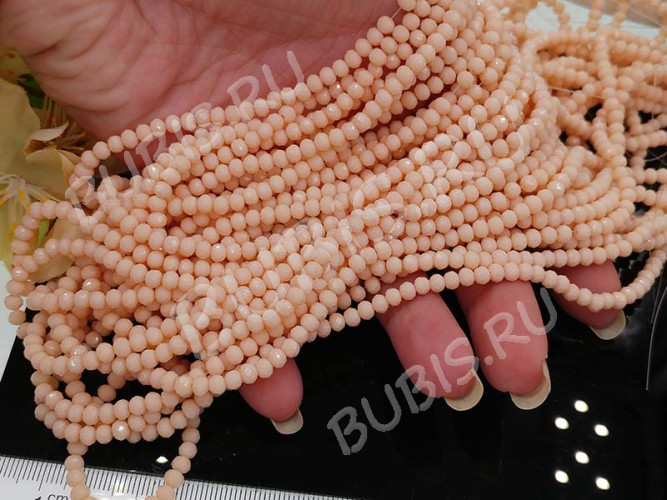 (СКИДКИ!!!) Бусина кристалл гранёный абакус 4,3*4*3,5мм св.кремовый непрозрачный (имитация Сваровски) (100шт.)