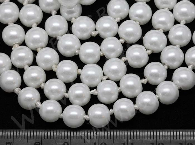 Бусина округлая "жемчуг" 8мм белая жемчужная (стекло) (10шт.)