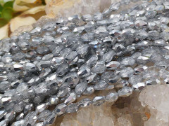 (ОПТ) Бусина Капля гранёная 6*4*4мм прозрачно-серебристая (имитация Сваровски) (НИТЬ)