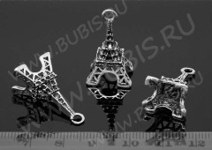 Подвеска Эйфелева башня 10 3D 26,5*14,5*12мм античное серебро (литьё)