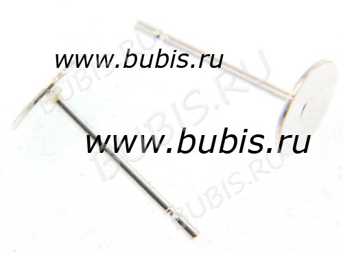 Пуссеты ("гвоздики") №094 с платформой 6мм 12*6*6мм серебристые (Iron) (10 пар)
