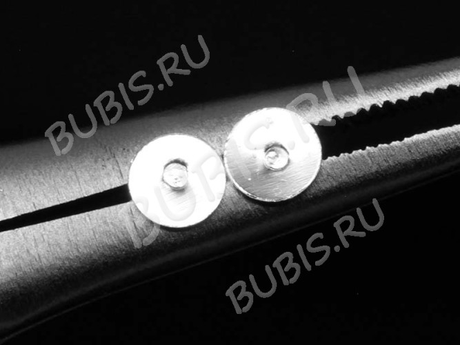 Пуссеты ("гвоздики") №094 с платформой 6мм 12*6*6мм серебристые (Iron) (10 пар)