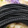 Купить Шнур кожаный 55 натуральный плетёный круглый 3мм чёрный (1м) с доставкой по России