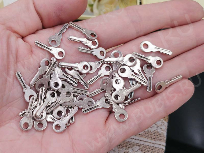 (СКИДКИ!!!) Подвеска Ключик 08 3D 18,5*7*1,2мм античное серебро (литьё) (10шт.)