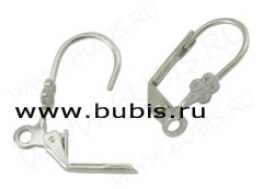 Швензы с французским замком №47 "Цветочек" 18*10мм цвет платины (Brass) (1 пара)