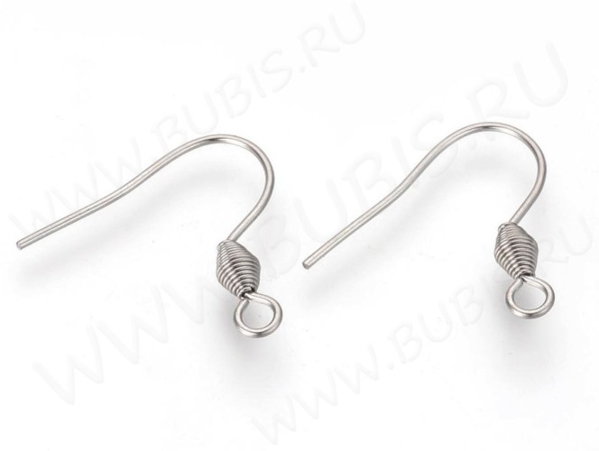 Швензы-крючки №092 с овальной пружинкой 18*18мм цвет платины (Хирургическая сталь) (1 пара)