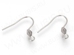 Швензы-крючки №092 с овальной пружинкой 18*18мм цвет платины (Хирургическая сталь) (1 пара)