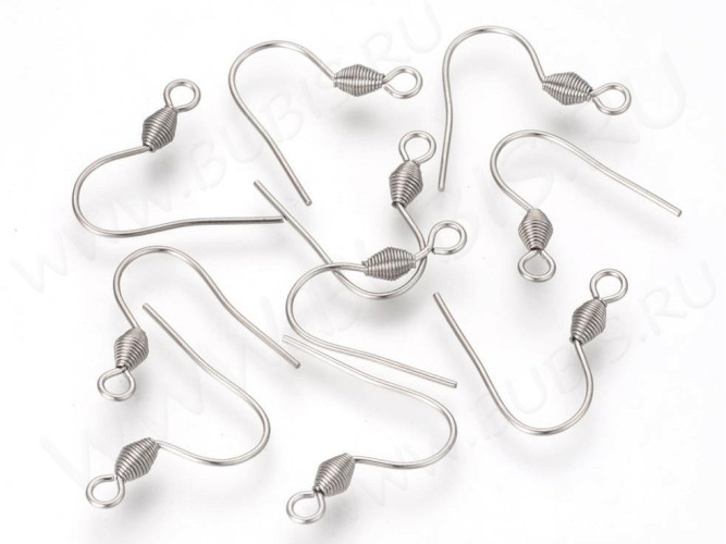 Швензы-крючки №092 с овальной пружинкой 18*18мм цвет платины (Хирургическая сталь) (1 пара)
