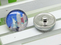 Сменная кнопка для бижутерии 036 18мм Нью-Йорк Статуя Свободы (стекло и латунь)