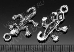 Подвеска Ящерица 04 25,5*15,5*2,5мм античное серебро (литьё)