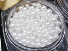 Наполнение для смолы и бутылочек 099 шарики без отверстий Bubis Crafts МИКС 2, 2,5 и 3мм жемчужных белых в контейнере (декор) (300шт.)