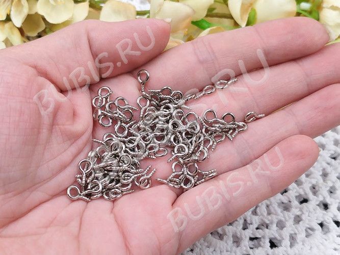 Штифт винтовой 15 толстый 10*5*1,3мм цвет платины (Iron) (50шт.)