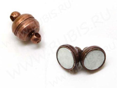 Магнитный замочек №29 с петельками бочонок 11,5*7*7мм античная медь (Brass)