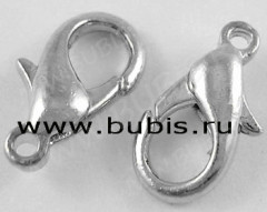 Замочек карабин №002 большой 15*8мм цвет платины, БЕЗ никеля (Alloy)