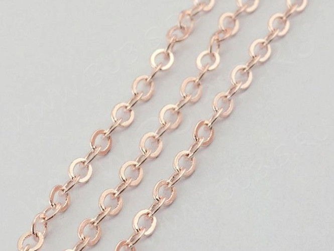 Цепочка I076 с плоским звеном 3*2,35мм светло-розовое золото (Iron) (50см)
