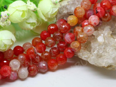 (ОПТ) Бусина округлая ГРАНЁНАЯ 10мм Агат кракле рыже-молочный (камни) (НИТЬ)