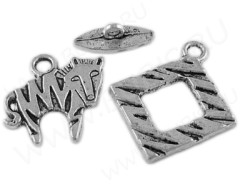 117 Тоггл из 3х частей Зебра с ромбом 26*22мм античное серебро (литьё)