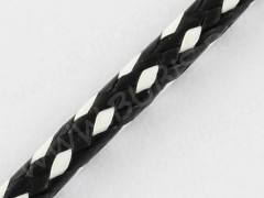 Вощёный полиэстеровый шнур "корейский" 1,5мм чёрно-белый (1м)