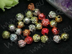 Бусина акрил Цветочек 65 Розочка 6*6*6мм микс металлик непрозрачный (акрил) (20шт.)