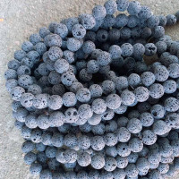 (ОПТ) Бусина округлая 12мм Лава вулканическая серая (камни) (НИТЬ)