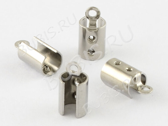 Концевик 129 обжимной зажимной 9*3мм для шнура 1,5-2мм цвет платины (Хирургическая сталь) (10шт)