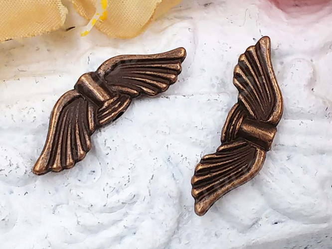 (СКИДКИ!!!) Бусина 187 Крылья 13 3D 21*6,5*2,5мм античная медь (литьё) (10шт.)