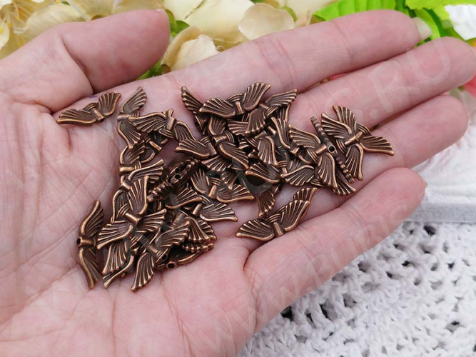 (СКИДКИ!!!) Бусина 187 Крылья 13 3D 21*6,5*2,5мм античная медь (литьё) (10шт.)