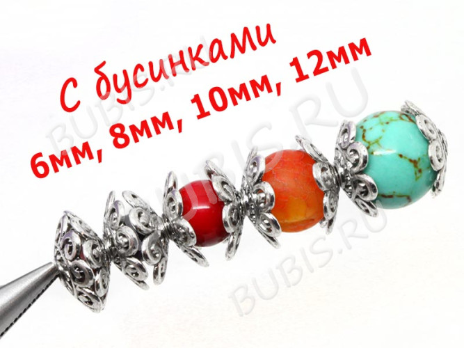 (СКИДКИ!!!) 169 Шапочка Завитки 12,5*12,5*3,5мм античное серебро (литьё) (10шт)