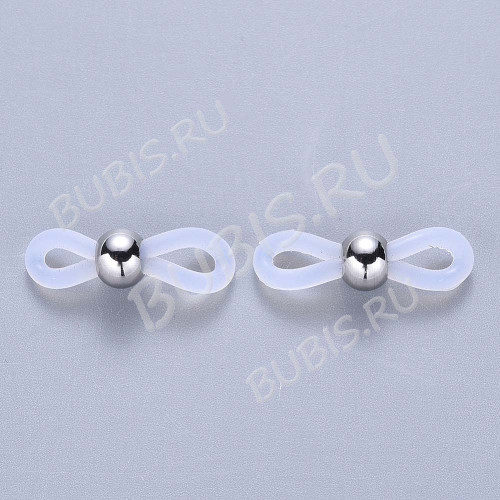 Держатель для очков 05 силиконовая петля с шариком 21*6мм цвет платины (силикон и Хирургическая сталь) (10шт)