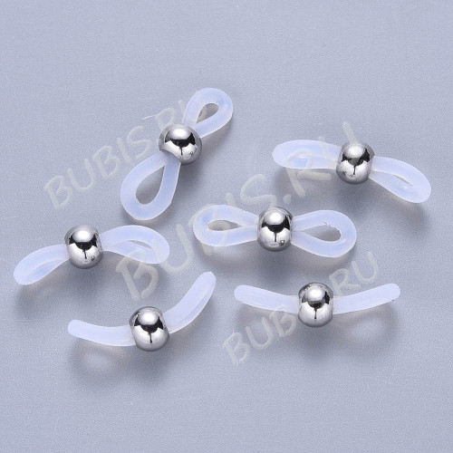 Держатель для очков 05 силиконовая петля с шариком 21*6мм цвет платины (силикон и Хирургическая сталь) (10шт)
