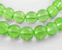 Бусина округлая 5мм св.зелёная прозрачная (стекло) (10шт.)