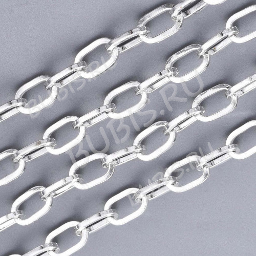 Цепочка S118-S стальная овальное плоское звено 8*4мм серебристая (Хирургическая сталь)(50см)