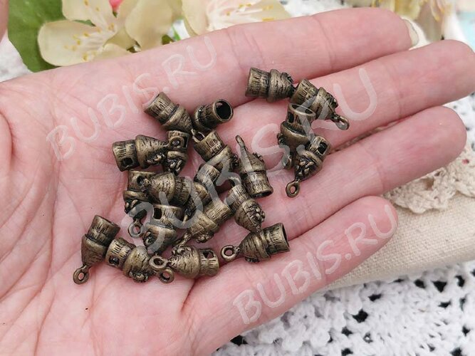 Подвеска Домик 05 3D с цветочком 15,5*7,5*6,5мм античная бронза (литьё)