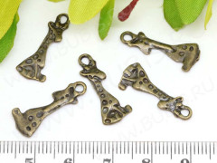 Подвеска Жираф 03 тонкое 3D 21,5*8,5*1,4мм античная бронза (литьё)