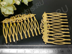 Основа (заготовка) для заколки №32 гребешок с филигранью 56*45*2мм золотистый (Iron и Brass)