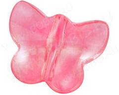 Бусина Бабочка 13 гранёная 14,5*11,5*6,5мм розовая прозрачная (акрил) (5шт.)