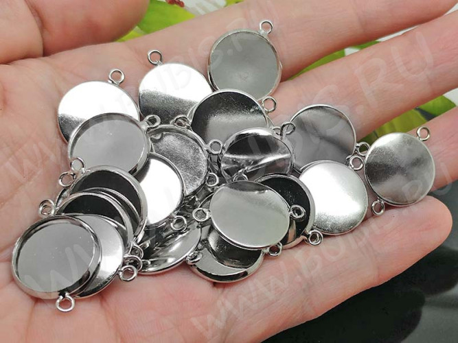 269 Коннектор-сеттинг Круг (сеттинг 14мм) 22,5*16*1,8мм цвет платины (Brass)