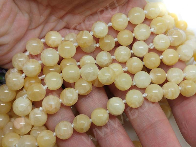 (СКИДКИ!!!) Бусина округлая 8мм Кальцит св.жёлтый (камни) (10шт.)