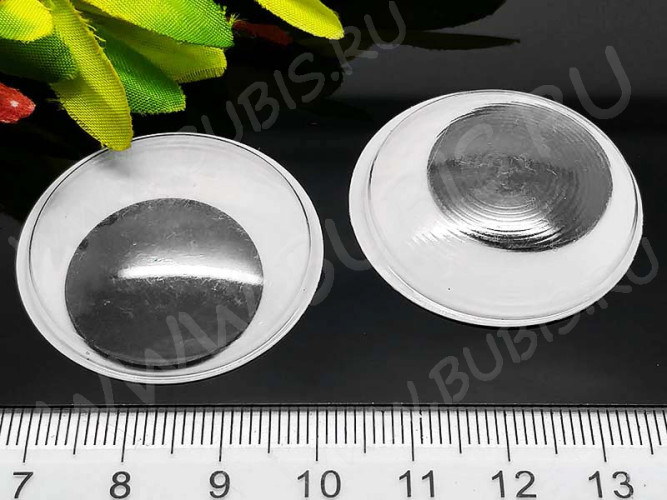 Глазки №10 Округлые с бегающим зрачком ОГРОМНЫЕ 35*35*6мм чёрно-белые (декоративные элементы) (2шт.)