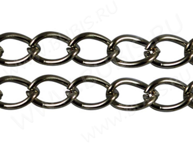 Цепочка I049 простая кручёная звено 8*6мм черный никель (Iron) (50см)
