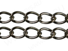 Цепочка I049 простая кручёная звено 8*6мм черный никель (Iron) (50см)