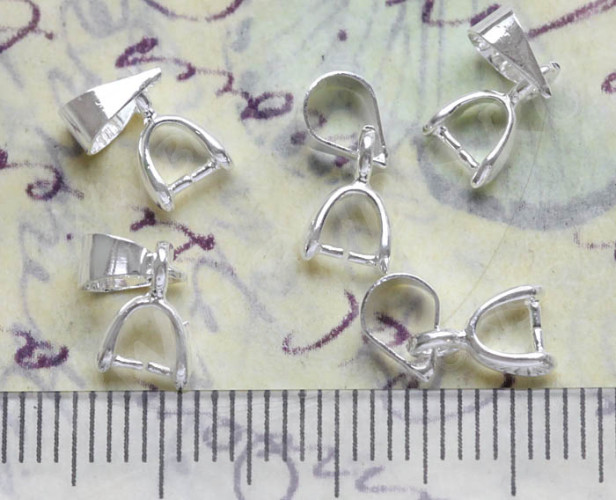 Держатель кулона 012 гладкий с пробой 18KGP 13*5*2,5мм серебристый (Brass)