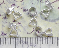 Держатель кулона 012 гладкий с пробой 18KGP 13*5*2,5мм серебристый (Brass)