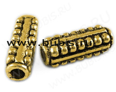 (СКИДКИ!!!) Бусина 125 Трубочка 28 "кукуруза" 15*5*5мм античное золото (литьё) (10шт.)