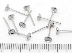 Пуссеты (&quot;гвоздики&quot;) №020 12*5*0,7мм (сеттинг-чашечка 4мм) цвет платины (Iron) (20 пар)