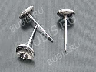 Пуссеты ("гвоздики") №020 12*5*0,7мм (сеттинг-чашечка 4мм) цвет платины (Iron) (20 пар)