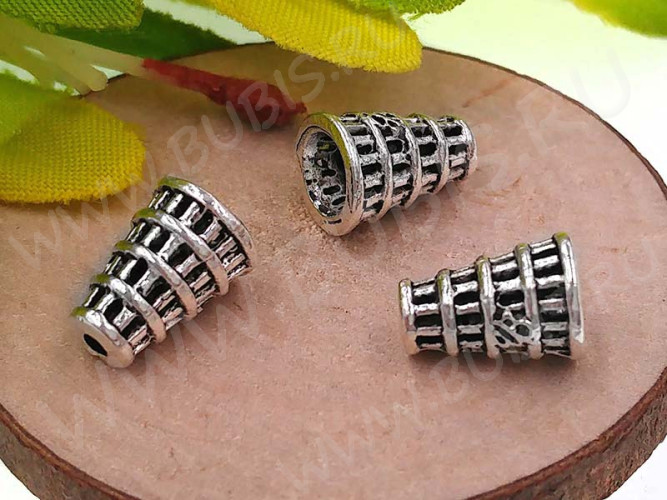 (СКИДКИ!!!) 245 Шапочка Конус концевик 9*6,5*6,5мм античное серебро (литьё) (10шт.)