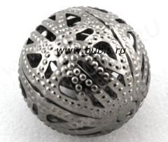 Бусина ажурная 01 Шарик 20мм чёрный никель (Iron)